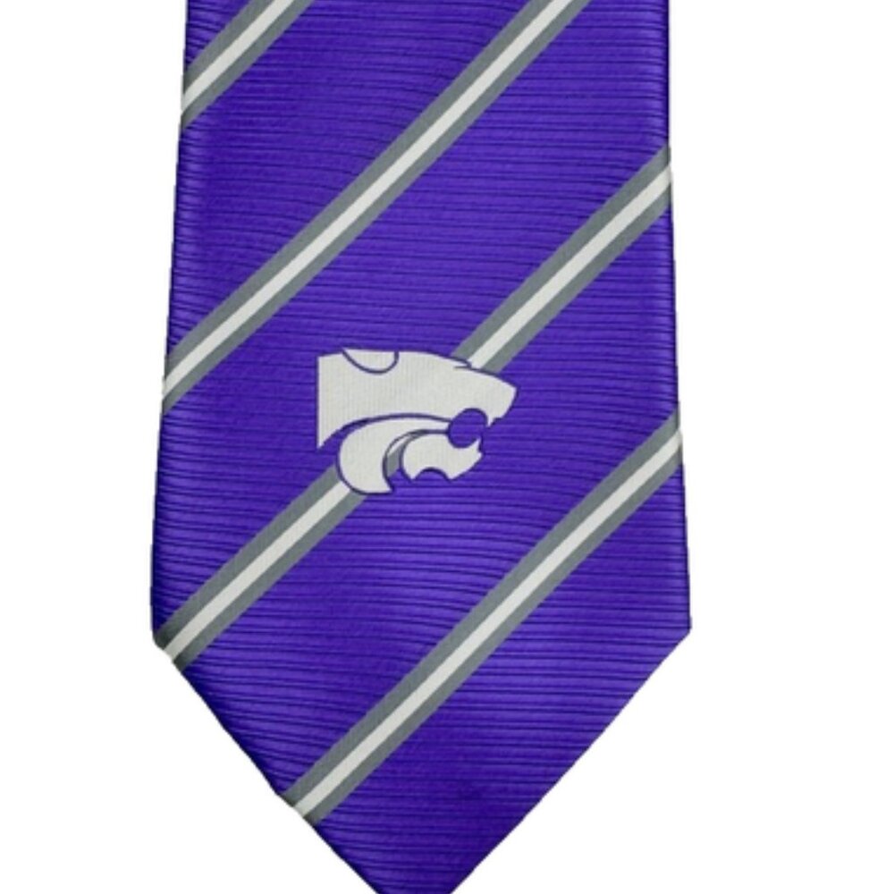 Kansas State Wildcats Necktie Mens Purple Gray Striped K-State College Neck Tie